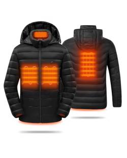 HEWINZE Beheizbare Jacke Herren,Warme Pufferjacke Damen mit akku 5V 10000mAh,Winterjacke für Outdoor Wandern Jagd Motorrad Camping von HEWINZE