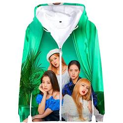 Unisex Kpop Pullover Hoodie T Shirt Jisoo Lisa Rose Jennie Kapuzenpullover 3D-Druck Sweatshirt Jumper Perfekt für Herren Damen Mädchen Fans,LS-BP002,XL von HEY XQ