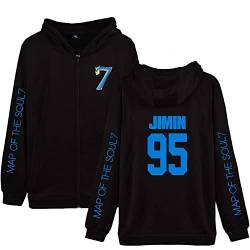 Unisex Map of The Soul 7 Hoodie Pullover Full Zip Kapuzenpullover Kpop Army Suga Jimin Jin Jung Kook J-Hope RM V Sweatshirts für Herren Damen Mädchen Fans,LS-Jimin,XXS von HEY XQ