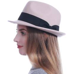 HEYANN Fedora Hut Herren Mode Filz Hüte für Herren Damen 56-58cm Wollfilz Herrenhut Jazz Cap Kurzer Krempe Trilby Hut mit Eleganter Panama Hut Damen Gentlemans (M/L, Weiß) von HEYANN