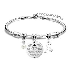 HEYEJET Du Bist Großartig Armband Damen Initiale Buchstabe Personalisierte Silber A-Z Buchstabe Armband Ein Inspirierendes Armband Das Geburtstags Geschenk für Frauen Mädchen Sie Freunde (L) von HEYEJET