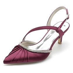 HFWXYSA Damen Spitze Zehen Hochzeit Abendschuhe Knöchelriemen Kleid Partei Gericht Schuhe Slingback Sandalen,Fuchsia,39 EU von HFWXYSA