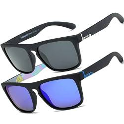 HGDGears Polarisierte Brille für Herren und Damen, Autofahren, Radfahren, Angeln, Retro-Sonnenbrille, UV-Schutz, B-2er-Pack (Schwarz +Tiefblau von HGDGears