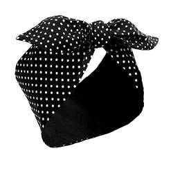 Kostüm Stirnband Weißer Polka Punkt Bandana Stirnband Draht Stirnband Retro Haarband Kopfbedeckung Haarschmuck für Frauen und Mädchen (Schwarz, Kleine Punkte) von HICARER