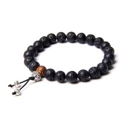 8 mm Steinperlen-Armband, rund, Lapislazuli-Perlen, elastisches Armband, Gebet, Yoga, Geschenke for Damen und Herren (Size : 23CM, Color : F) von HIFFEY