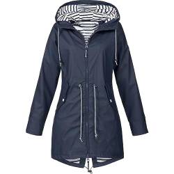 HIFI7 Damen Leichte Wasserdichte Regenjacke Regenmantel Mit Kapuze Wasserdicht Windbreaker Übergangsjacke Atmungsaktiv Mantel (DE/NL/SE/PL, Alphanumerisch, XXL, Regular, Regular, Marineblau) von HIFI7