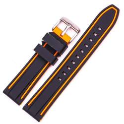 HIFRQVVC Silikonarmbänder mit Edelstahlschließe Silikonarmband Weiches Gummiarmband Damen Herren Schnellverschluss Ersetzen Sie das Uhrenarmband 20 22 24 26 mm Armband Uhrenzubehör(Orange,26mm) von HIFRQVVC