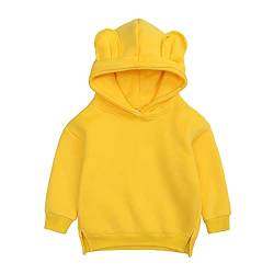 Kinder Baby Jungen Sweatshirts Säuglingsjungen Solid Ear Kleinkind Sweatshirt Cute Top Mädchen Baby Hoodie Boys Tops Kapuzenpullover für Baby Jungen(Gelb,6-9 Monate) von HIGOU