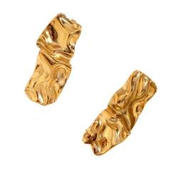 HIJONES Damen Plissee Rechteck Ohrringe Personalisiert Übertriebene Retro Ohrstecker Schmuck für Jahrestag Geburtstag Weihnachten Gold von HIJONES