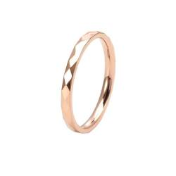 HIJONES Damen Unregelmäßige Rhombus Ring Edelstahl Vintage Band Ringe Schmuck 2Mm Roségold Größe 50 (15.9) von HIJONES