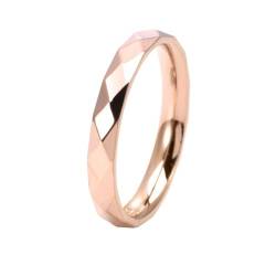 HIJONES Damen Unregelmäßige Rhombus Ring Edelstahl Vintage Band Ringe Schmuck 3Mm Roségold Größe 60 (19.1) von HIJONES