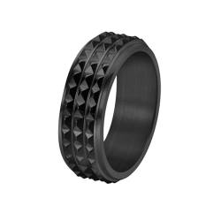 HIJONES Herren 8mm Drehbar Unregelmäßiges Rechteck Ring Edelstahl Vintage Band Ringe Schmuck Schwarz Größe 65 (20.7) von HIJONES