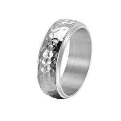 HIJONES Herren Damen 8mm Drehbare Wabe Ring Edelstahl Vintage Mondgrube Band Ringe Schmuck Silber Größe 65 (20.7) von HIJONES