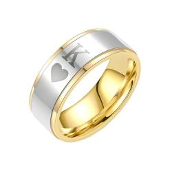 HIJONES Männer Frauen'S Spielkarten K Ring aus Rostfreier Stahl Einfache Verlobungsringe Für Paare Gold Größe 70 (22.3) von HIJONES