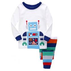 HIKIDS Jungen Schlafanzug Jungen Roboter Langarm Zweiteiliger Schlafanzug Kinder Herbst Winter Bekleidung Nachtwäsche Pyjama Set 122 von HIKIDS