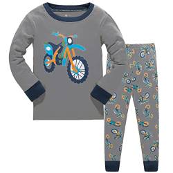 HIKIDS Jungen Schlafanzug Lang Pyjamas Sets Kinder Motorrad Kleinkind Zweiteiliger Pjs Nachtwäsche 5-6 Jahre von HIKIDS