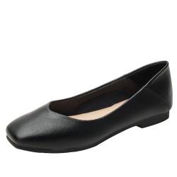 HIKKWXVN Damen-Loafer aus Leder, lässige Ballerinas, Klassische Schlupfschuhe für Hochzeiten/Autofahren/Dates,Schwarz,39 EU von HIKKWXVN