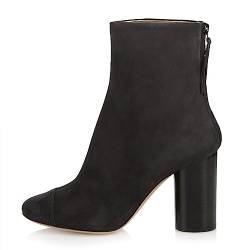 HIKKWXVN Damen-Stiefeletten mit Blockabsatz und hohem Absatz, Kurze Stiefel mit klobigem Absatz, klassisch modische Stiefeletten für Herbst/Winter, Abschlussball/Party,Schwarz,43 EU von HIKKWXVN