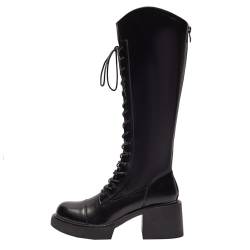 HIKKWXVN Kniehohe Reitstiefel für Damen, Bequeme Lange Stiefel mit Reißverschluss für Herbst und Winter, Stiefel mit weitem Schaft, modische Stiefel,Schwarz,34 EU von HIKKWXVN