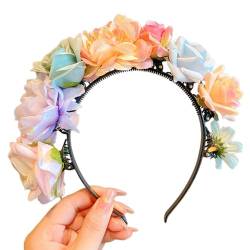 HINAYOSAN Buntes Blumen-Stirnband, Haar-Accessoire, Cosplay-Haarreif, Clip, Blumen, Kränze, Haarband für Mädchen von HINAYOSAN