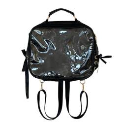 HIOPOIUYT Itabag Rucksack für japanische Schulmädchen, transparent, für Schüler, Animes, Pin-Display, Umhängetasche, große Kapazität, Handtasche für Damen, Schwarz von HIOPOIUYT