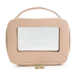 HIOPOIUYT Make-up-Tasche mit Reißverschluss, einfache transparente Kulturbeutel mit Griff, tragbare PVC-Make-up-Tasche für Pflege, Schönheit, rose von HIOPOIUYT