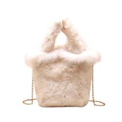 HIOPOIUYT Vielseitige Umhängetasche, trendige Tasche, Winter, Umhängetasche, Kettentasche für Mädchen, Damen, modische Filzhandtasche, weiß von HIOPOIUYT