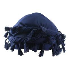 HIQIU Vintage Turban Durag Herren, Satin Gefüttert Stretch Kopf Halstuch, Twist Turban Durag Kopftuch Hut für Männer (Marineblau) von HIQIU