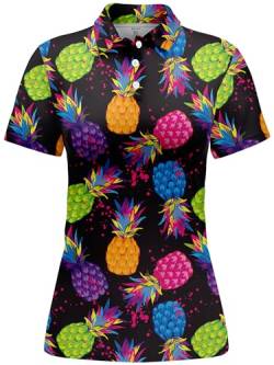 HIVICHI Aop-wpol-01270 Damen-Golf-Shirt, hawaiianisch, lustig, verrückt, Ananas-Shirts, Größe L, Aop-wpol-01270, Groß von HIVICHI