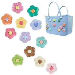 HJHB1WL 7 Stück Blumen-Anhänger für Gummi-Strand-Tragetasche, süßes Taschenzubehör für Frauen und Mädchen, wasserdicht, bunt, Taschenzubehör mit neuen Clips, perfekt für Strand-Tragetaschen., von HJHB1WL