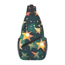 Atomic Stars Retro-Druck, faltbare Umhängetasche, strapazierfähige kleine Schultertasche und Anti-Diebstahl-Crossbody-Tasche für Damen und Herren, Schwarz, Einheitsgröße von HJLUUFT