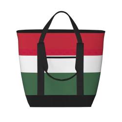 HJLUUFT Strandtasche mit Flagge von Ungarn, isoliert, Kühltasche, wiederverwendbar, isoliert, geeignet für das Büro, Schwarz, Einheitsgröße von HJLUUFT