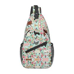 Steer Floral Foldie Crossbody Bag - Strapazierfähige kleine Schultertasche und Anti-Diebstahl-Crossbody-Tasche für Damen und Herren, Schwarz, Einheitsgröße von HJLUUFT