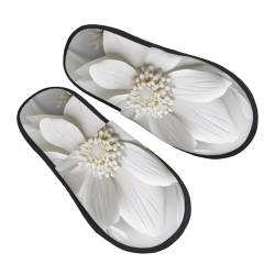 Blume Damen Hausschuhe Warme Plüsch Hausschuhe Rutschfest Schlafzimmer Slipper Slide On House Slipper, Schwarz , Medium Men/ Small Women Wide von HJRT