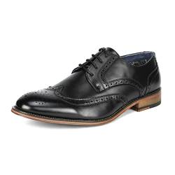 HJUGHPN Formelle Schuhe für Herren, Oxford-Schuhe, klassische Schnürung, spitzer Zehenbereich, formelle Business-Schuhe, geschnitzt, Freizeitschuhe (Schwarz, Größe 48 US) von HJUGHPN