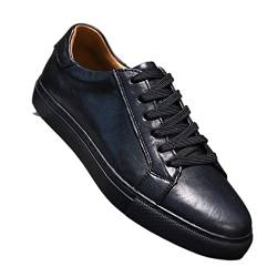 HJUGHPN Formelle Schuhe für Herren, echtes Leder, lässige Herrenschuhe, Schnürschuhe, Oxfords, Marke, weiße Schuhe, Herren-Sneaker, Ankunft, schwarze Herrenschuhe (Schwarz, Größe 45) von HJUGHPN