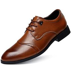 HJUGHPN Formelle Schuhe für Herren und Herren, Lederqualität, formelle Business-Schuhe für Herren, klassischer Stil, Hochzeitsschuhe für Herren (braune Schuhe, Größe 47) von HJUGHPN