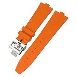 HKTS 24mm * 7mm Fluorkautschuk Uhrenarmbänder Passend für Vacheron Constantin 5500V 4500V 7900 Schwarz Blau Uhr Herren wasserdichtes Armband(Orange) von HKTS