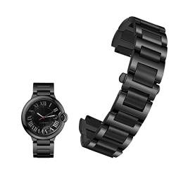 HKTS Edelstahl Lug End Armband für Cartier Ballon Bleu Serie 20 * 12mm 18 * 11mm 14 * 8mm W6920046 Riemen Damen Herren Armband(Black,20-12mm) von HKTS