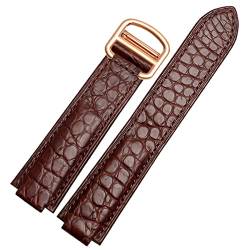 HKTS Uhrenarmband aus amerikanischem Krokodilleder, geeignet für Cartier Blue Balloon Convex Lederarmband 18 20 mm Herren und Damen Schwarz(Brown Rose Gold,14-8mm) von HKTS