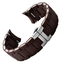 HKTS Weißes schwarzes Silikon -Gummi -Stahl -Uhr -Band für Armani AR5905 | 5906 | 5920 | 5919 | 5859 Frauen 20mm Mann 23mm Armband Armband Armband(Brown Silver,20mm) von HKTS