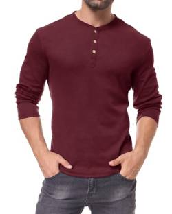 HMIYA Dünn Langarmshirt Herren Henley Shirts Longsleeve T-Shirt Weich Atmungsaktiv Tolle Farbe Mit Knopfleiste von HMIYA