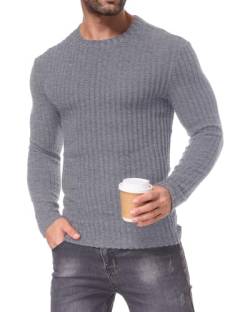 HMIYA Dünn Pullover Herren Langarmshirt mit Rundhalsausschnitt Feinstrick Sweater Männer für Frühjahr oder Herbst von HMIYA