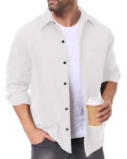 HMIYA Hemdjacke Herren Button Down Langarm Freizeithemd Leichte Jacke Herren Baumwolle Männer Hemd von HMIYA