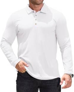 HMIYA Poloshirt Herren Langarmshirts Muscle Poloshirt Golf Freizeit Stretch Muskel T-Shirt Männer von HMIYA