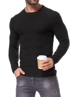 HMIYA Herren Dünn Pullover mit Rundhalsausschnitt Strickpullover Feinstrick Langarmshirt Sweater Männer von HMIYA