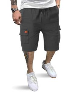 HMIYA Kurze Hosen Herren Cargo Shorts Baumwolle Bermuda Shorts Sommer Cargohose Herren kurz mit Taschen von HMIYA