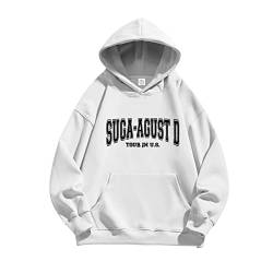 Suga Agust d Hoodie Kpop Support Merch Cotton Loose Sweatshirt für süße Fans White-M von HMRS