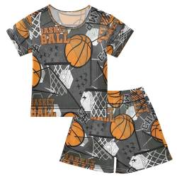 HMZXZ Kinder Kurze Pyjama-Set Basketball Modern Mädchen Jungen Schlafanzug Set Baumwolle Sommer Nachtwäsche-Set Basketball von HMZXZ