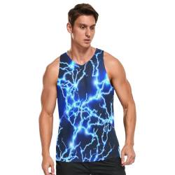 Herren Tank Top Elektrisch Blitz Blau Sommer Ärmellose Sportshirt Gym Fitness Sport Weste Schnell trocken Muskelshirts T-Shirts Blau Elektrisch Blitz von HMZXZ